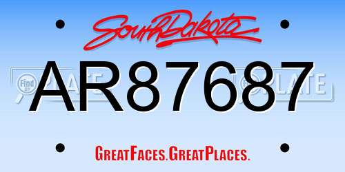 AR87687 South Dakota License Plate