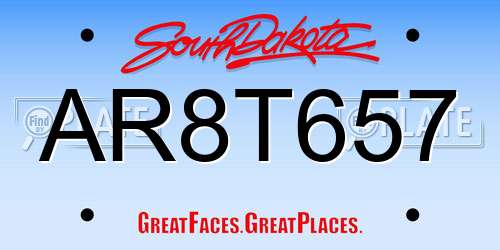 AR8T657 South Dakota License Plate