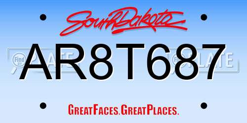 AR8T687 South Dakota License Plate