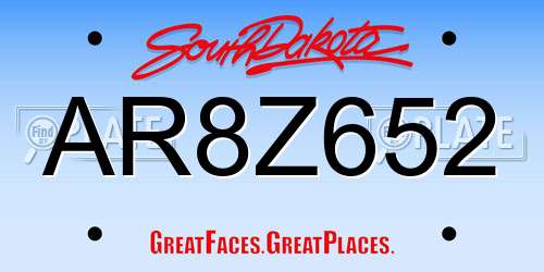AR8Z652 South Dakota License Plate