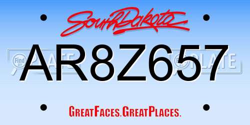 AR8Z657 South Dakota License Plate