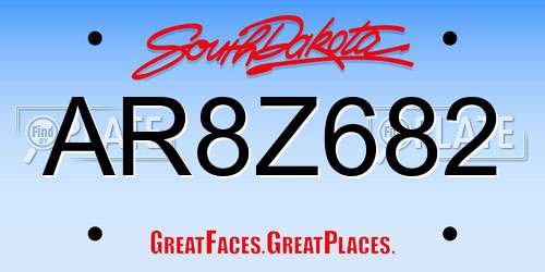 AR8Z682 South Dakota License Plate
