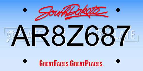 AR8Z687 South Dakota License Plate