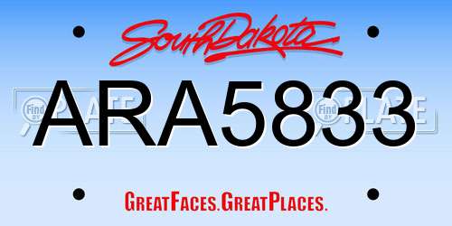 ARA5833 South Dakota License Plate