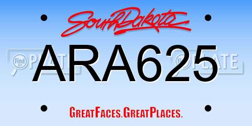 ARA625 South Dakota License Plate