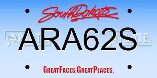 ARA62S South Dakota License Plate