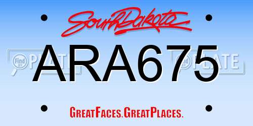 ARA675 South Dakota License Plate