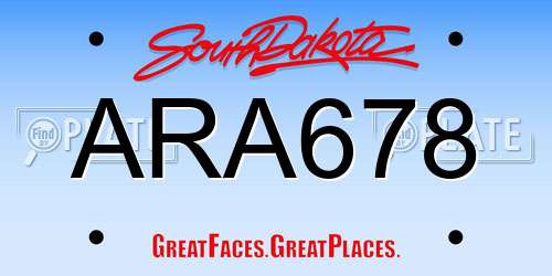 ARA678 South Dakota License Plate