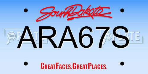 ARA67S South Dakota License Plate