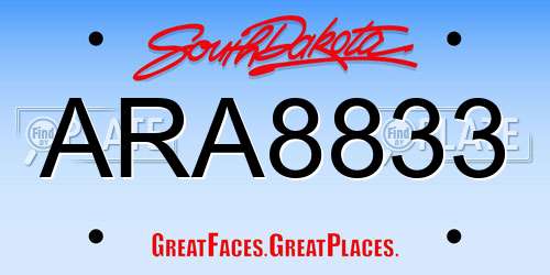 ARA8833 South Dakota License Plate