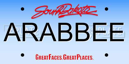 ARABBEE South Dakota License Plate