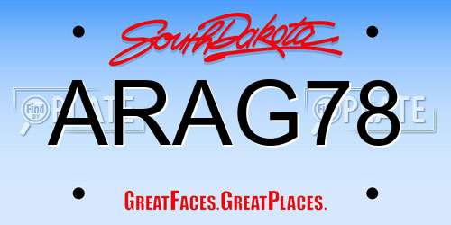 ARAG78 South Dakota License Plate