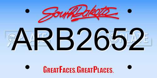 ARB2652 South Dakota License Plate