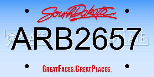 ARB2657 South Dakota License Plate