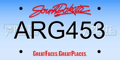 ARG453 South Dakota License Plate