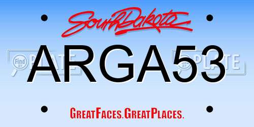 ARGA53 South Dakota License Plate