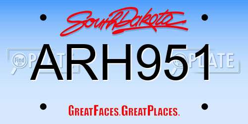 ARH951 South Dakota License Plate