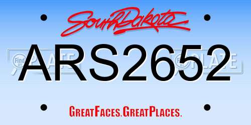 ARS2652 South Dakota License Plate