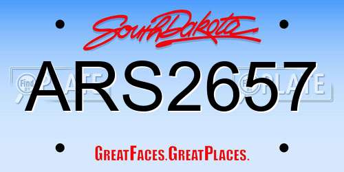 ARS2657 South Dakota License Plate