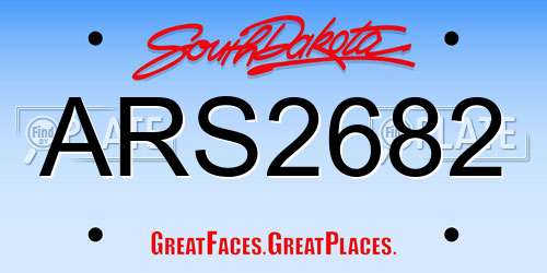 ARS2682 South Dakota License Plate