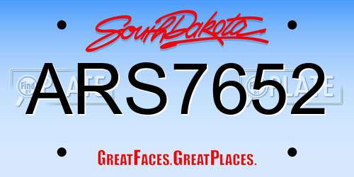 ARS7652 South Dakota License Plate