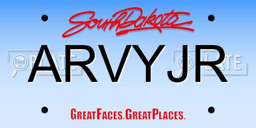 ARVYJR South Dakota License Plate