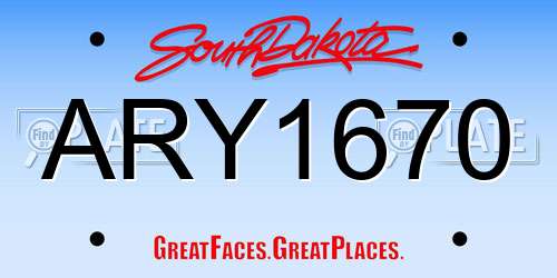 ARY1670 South Dakota License Plate