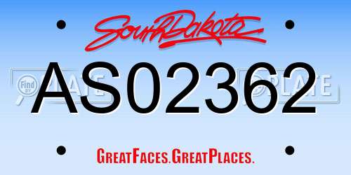 AS02362 South Dakota License Plate