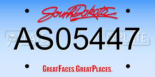 AS05447 South Dakota License Plate