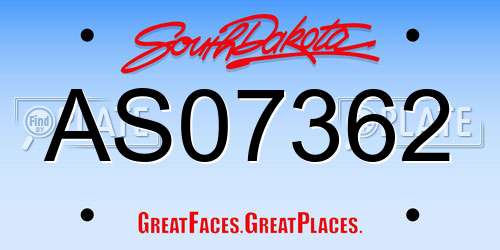 AS07362 South Dakota License Plate