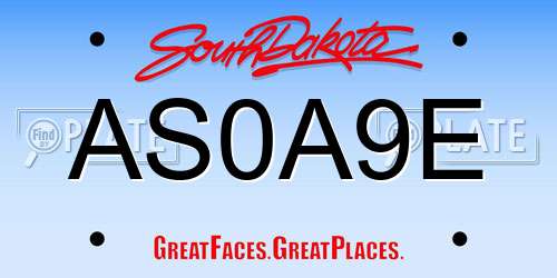 AS0A9E South Dakota License Plate