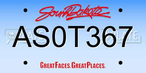 AS0T367 South Dakota License Plate