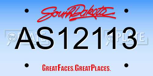 AS12113 South Dakota License Plate