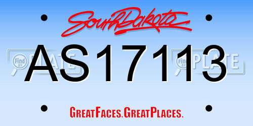 AS17113 South Dakota License Plate