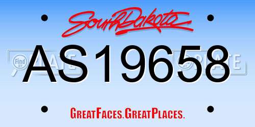 AS19658 South Dakota License Plate