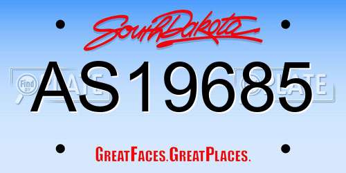 AS19685 South Dakota License Plate