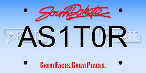 AS1T0R South Dakota License Plate