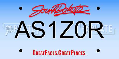 AS1Z0R South Dakota License Plate