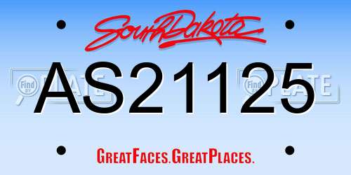 AS21125 South Dakota License Plate
