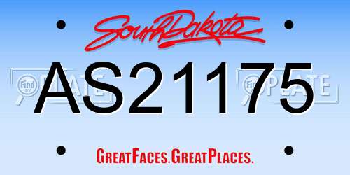 AS21175 South Dakota License Plate