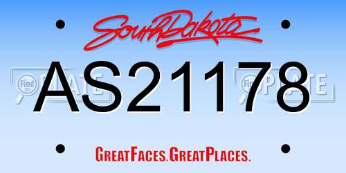 AS21178 South Dakota License Plate