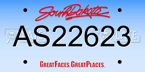 AS22623 South Dakota License Plate