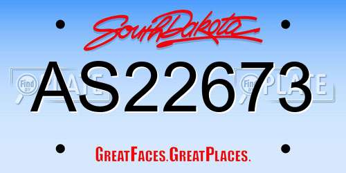 AS22673 South Dakota License Plate