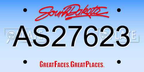 AS27623 South Dakota License Plate