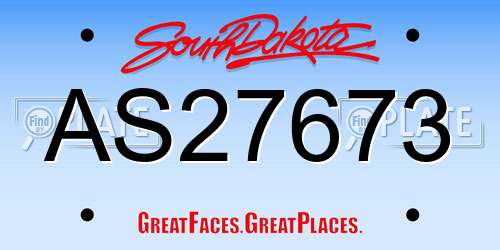 AS27673 South Dakota License Plate