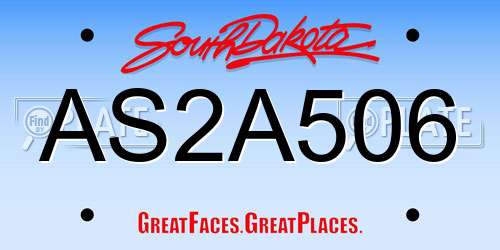 AS2A506 South Dakota License Plate