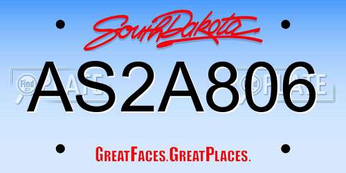 AS2A806 South Dakota License Plate