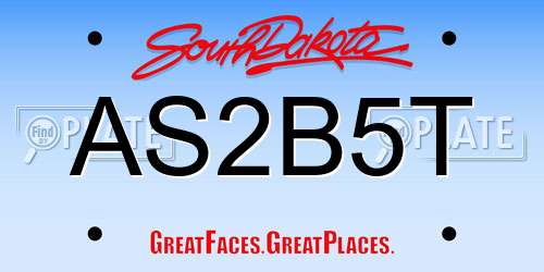 AS2B5T South Dakota License Plate