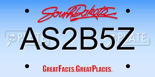 AS2B5Z South Dakota License Plate