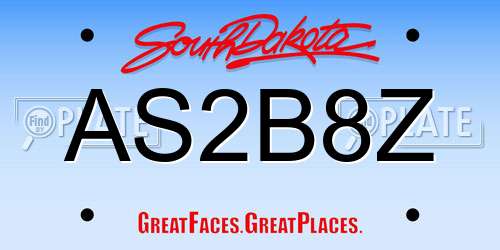 AS2B8Z South Dakota License Plate